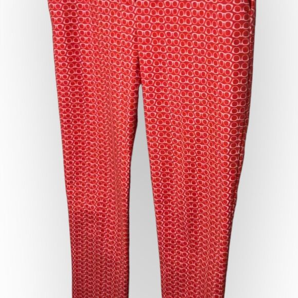 Boden Richmond Red Trousers with Glasses Motif Slim Straight Leg Pants Size 6L - Picture 11 of 15